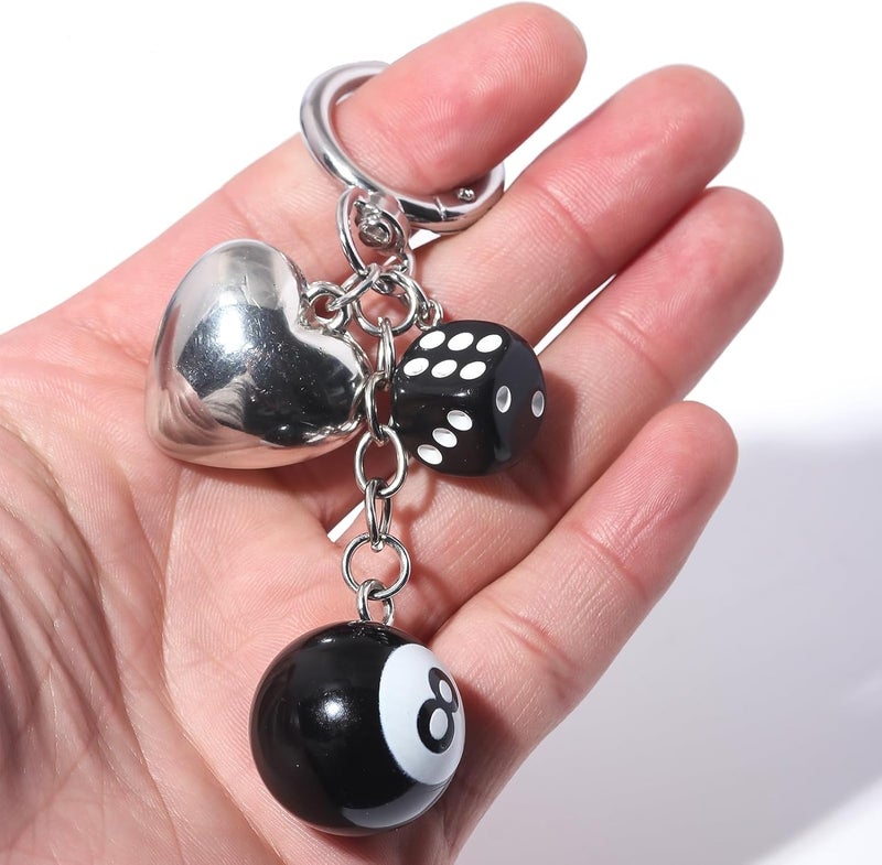 SORGERLY 8 Ball Dice Charm Keychain - Cute Bag Purse Handbag Accessories - Y2K Aesthetic Key Chain for Women Men - Image 1